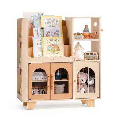 LUMÉ STORE Kinderkast - 6-in-1 Opbergorganizer - Boekenrek - Boekenkast - Kinderkamer - Speelgoedkast - Afgeronde Hoeken - Karamel