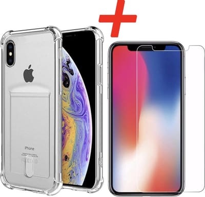 YPCd® Geschikt voor Apple iPhone XR Pasjeshouder - Shock Case Transparant