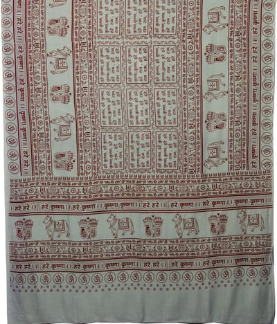 Meditatie omslagdoek met mantra Maha, XL, 220 x 106 cm, grijs