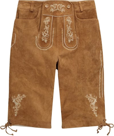 Men Plus - Heren - 3/4 klederdracht-lederhose echt leer - Kaneel - Maat 70