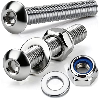 15pcs M6 x 25mm Screws Set Stainless Steel Lens Head Metric Inner Hexagon Nuts and Washers Assortment - ShopVlot