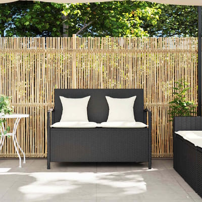 vidaXL - Tuinbank - met - kussen - poly - rattan - zwart