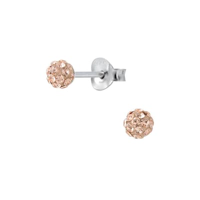 Joy|S - Zilveren 4 mm petit rond oorbellen - balletje - kristal vintage roze