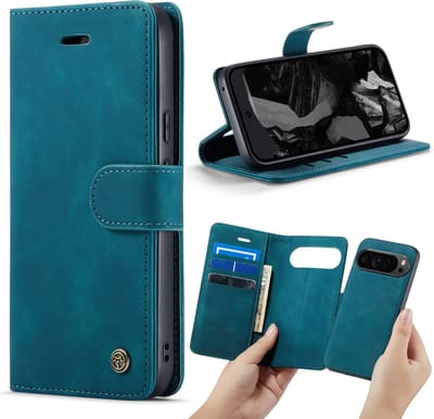 Casemania Hoesje Geschikt voor Google Pixel 9 Pro - Emerald Green - 2 in 1 Magnetic Book Case