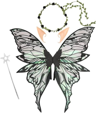 Vleermuisachtige Kostuumaccessoires met Elf Oren en Vlinder Vleugels voor Carnaval, Halloween en Cosplay, Geschikt voor Volwassenen en Kinderen