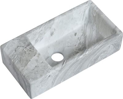 Fontein Mia 40.5x20x10.5cm marmerlook wit grijs links zonder kraangat