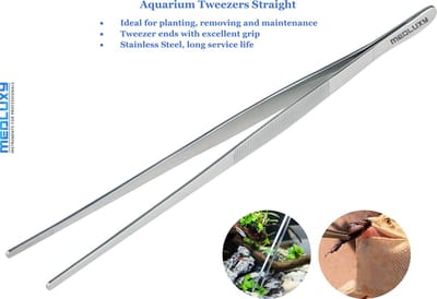 MEDLUXY® Pro - Aquarium Pincet – RVS – Recht - Sterke Kwaliteit - 30 cm - aquarium plant, terrarium, hobby pincet, aquascaping