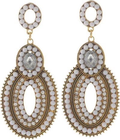 Behave - Oorbellen vintage ovaal met steentjes - boho chic feestlook
