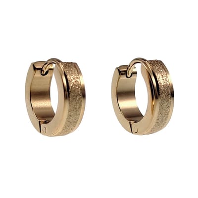 ∅13mm x 4mm Oorringen Unisex - Verguld RVS - Oorbellen met Zand-Design