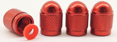 Schrader ventiel - rood aluminium bolvormig met afdichting