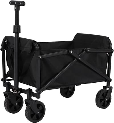 Opvouwbare Trolley - Draagbare Kar - Spullen Vervoeren - Brede Wielen - 150 kg draagvermogen - Zwart
