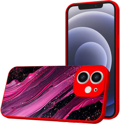 Smartphonica Telefoonhoesje Geschikt voor iPhone 12 met Paars Roze Marmer opdruk - TPU Back Cover Case Purple Rosé Marble Design - Rood geschikt voor iPhone 12