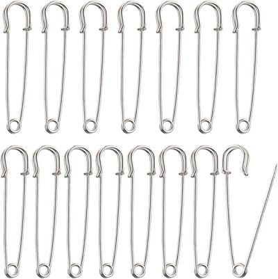 15x Grote Zilveren Veiligheidsspelden 10 cm - Extra Sterke Metaal Sluitspeld voor Ambachten, Quilten en Luiers