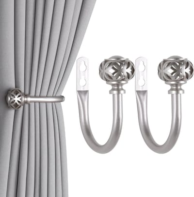 Gordijnhouders - Gordijnbinders - Raambekleding - Wandmontage - 2 stuks - Zilver
