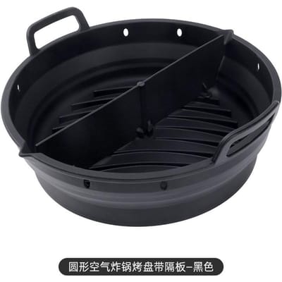 Airfryer Siliconen Vorm Mand Bakplaat Set Rond Airfryer Grillrek Accessoires Herbruikbare Airfryer Vorm Voering Bakgerei black