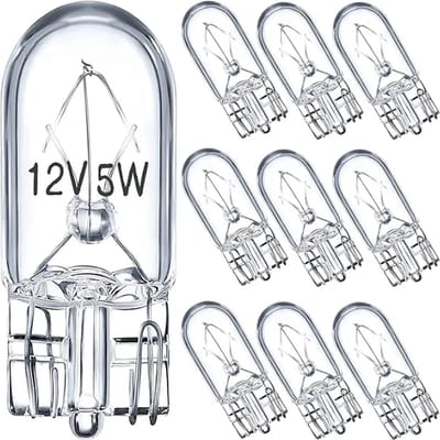 TLVX 10 stuks T10 W5W Origineel Halogeen Steeklampen - Stadslicht Lampen - Interieurverlichting – Kenteken verlichting - Auto Lampen - 3000K Warm Wit Licht - Geel - 12V – 5Watt Steekfitting – W5W Halogeen Instapverlichting (10 stuks)