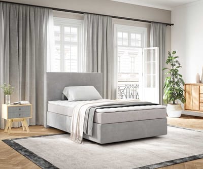 Boxspringbed Dream-Well Cord Zilvergrijs 120x200 cm met Matras en Topper