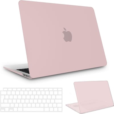 Matte Rigid Shell en Ultra Dunne TPU Toetsenbordhoes voor MacBook Air 13 Inch 2018-2021, Beschermende Case in Roze, Geschikt voor Model A2337, A2179, A1932