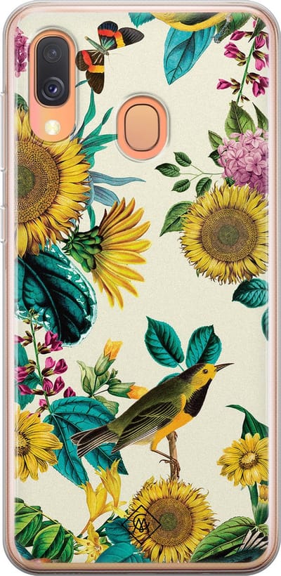 Casimoda® hoesje - Geschikt voor Samsung A40 - Zonnebloemen / Bloemen - Backcover - Siliconen/TPU - Geel