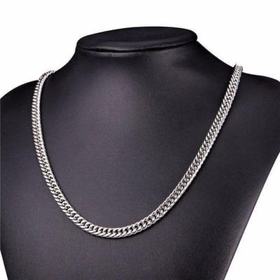 Akyol - zilverkleurige heren ketting - dames ketting - staal -ketting heren -ketting mannen -valentijnscadeau heren - 60 cm -6 mm – Effen ketting -ketting voor vriendin - Ketting voor vriend – 1 ketting