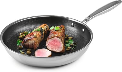 Roestvrijstalen braadpan met honingraatstructuur - 28 cm, anti-aanbaklaag, krasbestendig en ovenvast