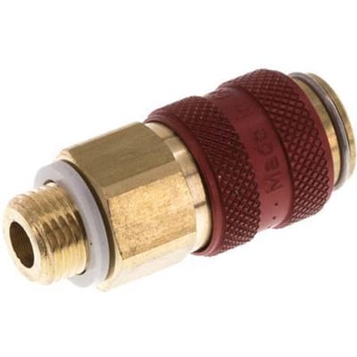 Messing DN 5 Rood Luchtkoppeling Snelkoppeling G 1/8 inch Buitendraad Double Shut-Off - CLS5-M-B-RED-SV-018
