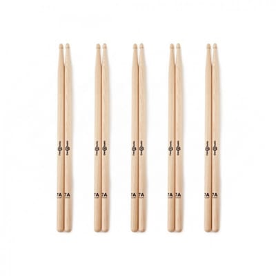 7A Wood Tip Hickory Drumsticks, 5 Pack