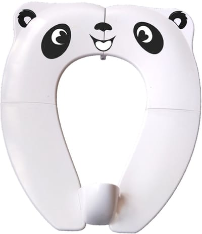 longziming -Opvouwbare Kinder Toiletbril met Antislip en Spatbescherming – Draagbare Peuter Toiletzitting van ABS – Inclusief Draagtas – Panda Ontwerp – Wit