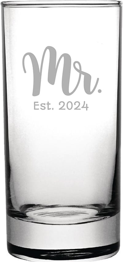 Gegraveerde longdrinkglas 28,5cl Mr. Est. 2024