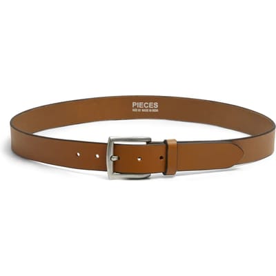 Pieces Nady Leather Riem Bruin 85 cm Man