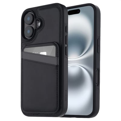 imoshion Hoesje - Geschikt voor Apple iPhone 16 - Backcover met kaarthouder en stand - Zwart