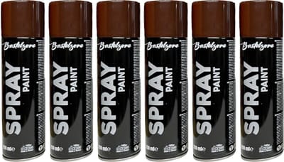Spuitverf set 6 x 200 ml - bruin. Sneldrogende graffiti-spuitbussen voor hout, steen, metaal, glas. bruin (RAL 8011)