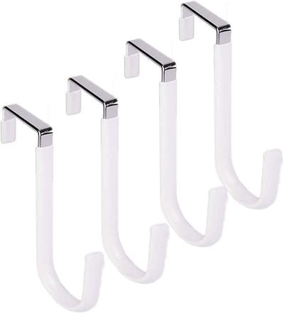 Dailygoods- Deurhaken set van 4 - Metalen Haken - Rubber Krasbestendig - 20 lbs Draagvermogen - Voor Kleding/Handdoeken - Geschikt voor Badkamer/Keuken - Haak
