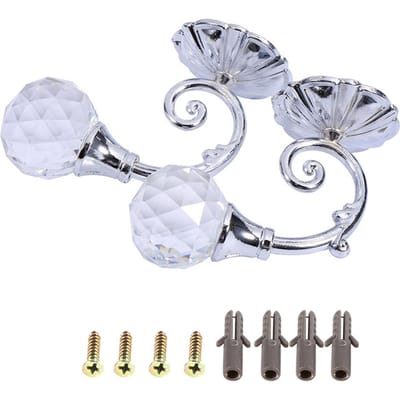 2x Métal Cristal Verre Embrasse de Rideau Mur Fenêtre Draperie Crochets Attache Support Cintre Argenté argenté