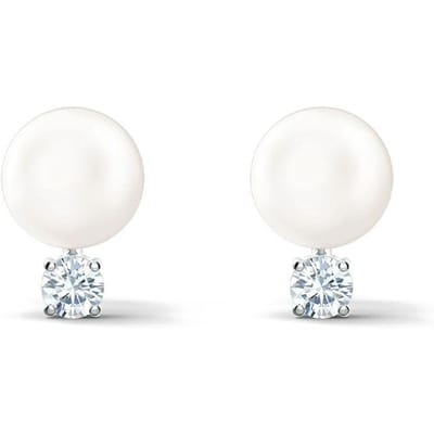 Swarovski Treasure Parel Rhodium Plated Oorbellen Vrouwen oorbellen Wit 5559420 Box+Shopping Bag white