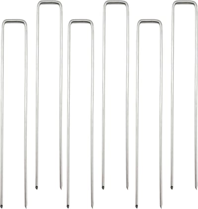 Landschap Nietjes - Tuin Stakes - Onkruid Barrière - Zwaar Gegalvaniseerd Staal - 12 Inch Lengte - Zilver