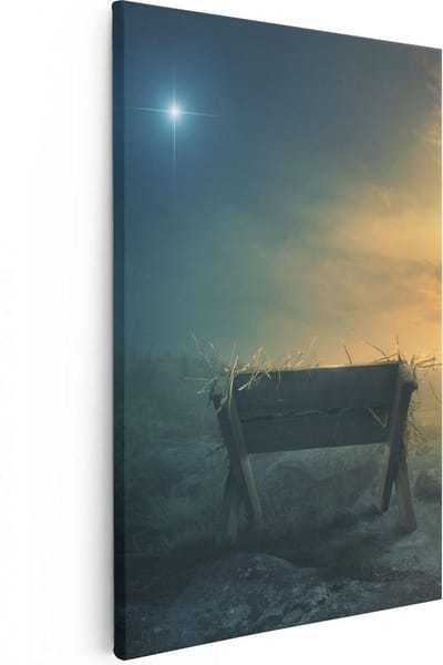 Artaza Canvas Schilderij Kruis Golgotha - 20x30 cm - Klein - Christelijke Muurdecoratie - Schilderijen Op Canvas Zonsondergang - Kamer Accessoires