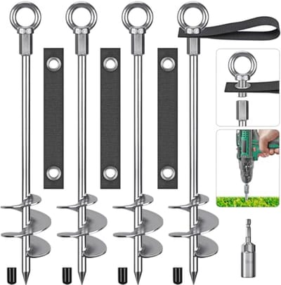 Stabiele Grondankers - 45 cm Metalen Tentharingen voor Trampolines, Schommels, Camping, en Carports - 4 Stuks