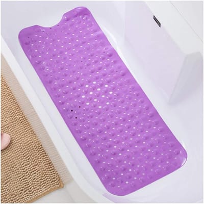 Lange Badmat - Douchemat Antislip - Veilig Douchen - Met Zuignappen - 40 x 100 cm - Paars