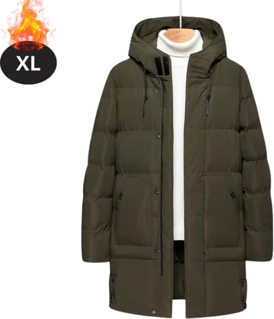 Livano Luxe Winterjas - Parka - Heren - Winter - Jas - Volwassen - Stijlvol - Met Capuchon - Legergroen - XL