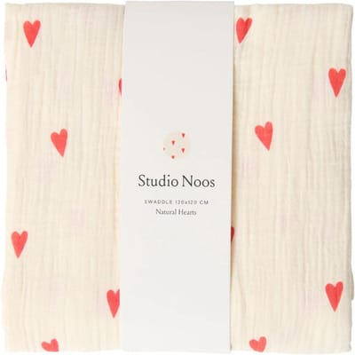 Studio Noos hydrofiele doek beige hearts 120 x 120