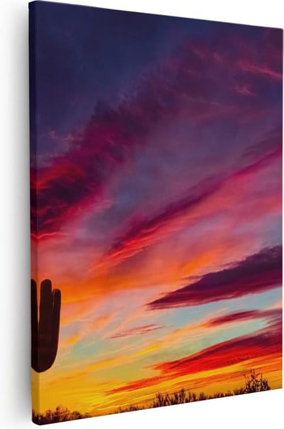 Artaza Canvas Schilderij Woestijn Landschap - 40x50 cm - Wanddecoratie Zonsondergang - Muurdecoratie Natuur - Kamer Accessoires