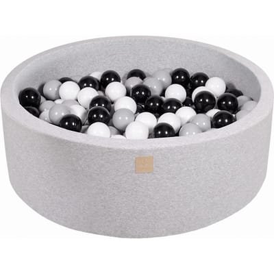 Ballenbak KATOEN Licht Grijs - 90x30 incl. 200 ballen - Zwart, Grijs, Wit