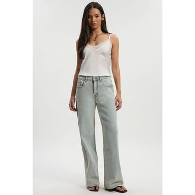 boohoo Dames The Mid Waist Wide Leg Jeans | Bleached Blue | Maat: 6/32L