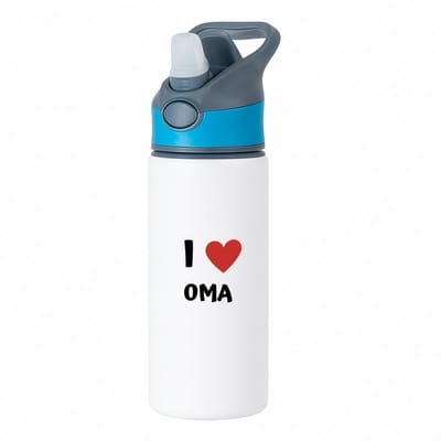 Hacebo® - I love oma waterfles met rietje blauw - Oma - de liefste oma - verjaardag - cadeautje voor oma - oma artikelen - kado - geschenk - water fles - 650ML