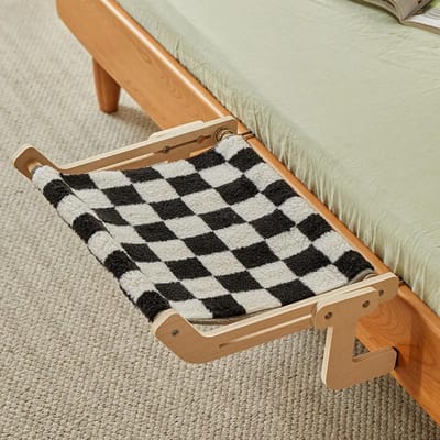 Kattenhangmat Raamhangbed Houten Montage Huisdiermat Verstelbare Klikpoten Raamgemonteerde Kattenhangmat brown