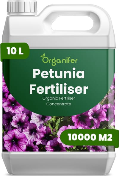 Vloeibare Meststof Voor Petuniamest 10 L Voor 10000 M2 - Npk 2-1-8 - Bevordert Onafgebroken Bloei En Een Hoge Knopproductie - Versterkt Wortelontwikkeling Voor Hitte- En Droogtetolerantie - Perfect Voor Alle Petuniavariëteiten - Organifer