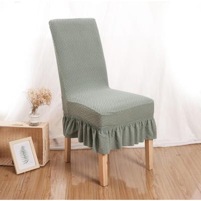 Rok Eetkamerstoelhoes Jacquard Elastisch Zacht Zitkussen Anti-vuil Krukhoes Geschikt voor Kit Dierenkamer Woonkamer Huisdecoratie 1 piece gray