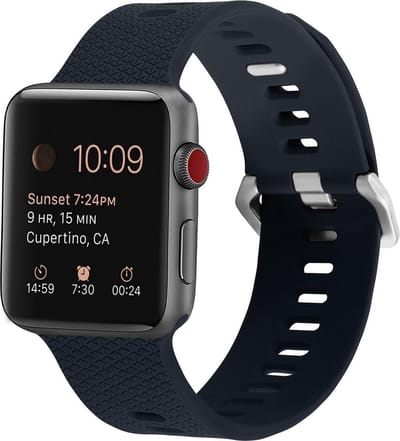 By Qubix - Geschikt voor Apple Watch bandje - Siliconen bandje met motief - Donkerblauw - Geschikt voor Apple Watch 38mm / 40mm / 41mm / 42mm - Smartwatch bandje