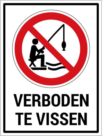 Verboden te vissen bord met tekst | gecoat dibond materiaal | 20 x 15 cm